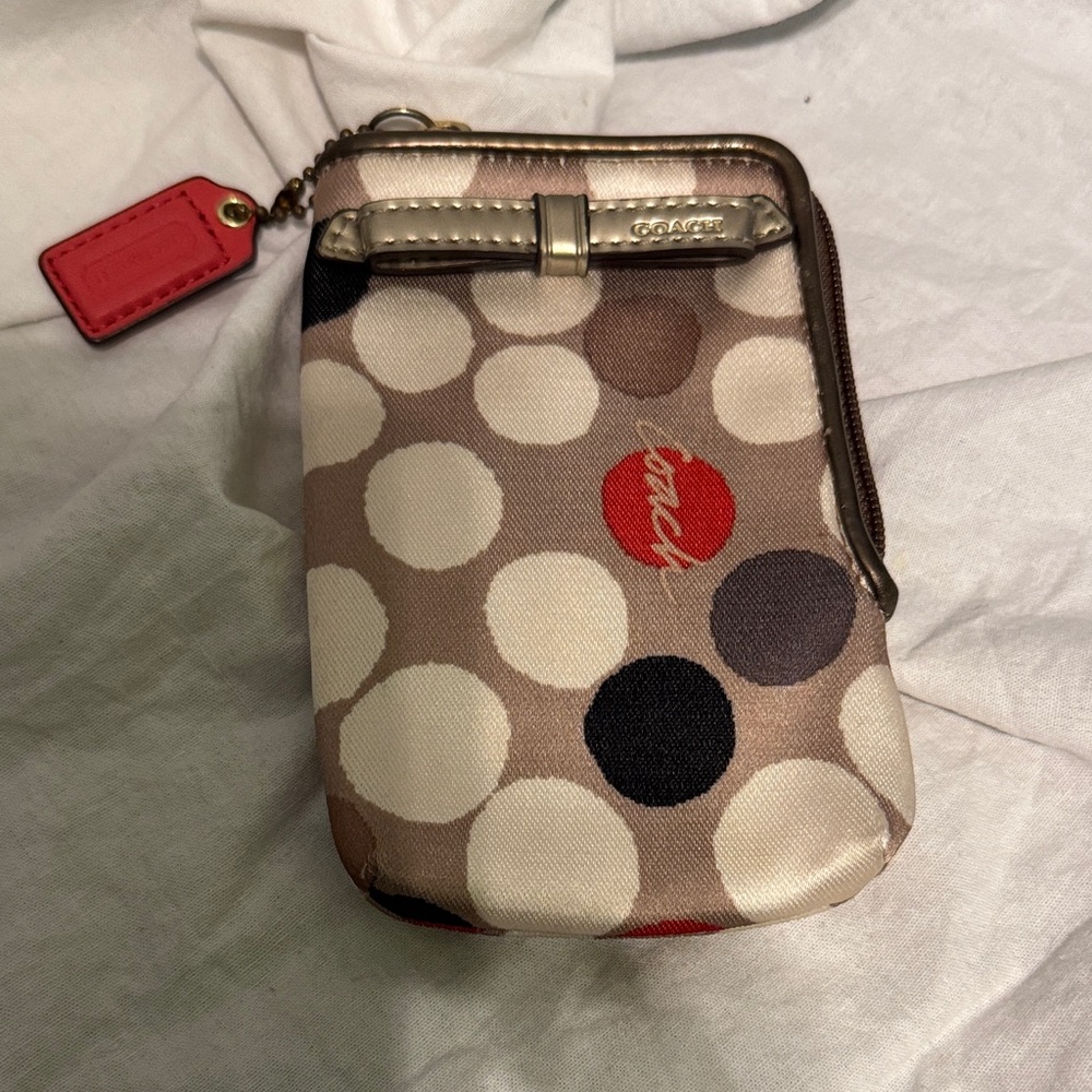 Coach Multicolor Polka coin purse and card holder